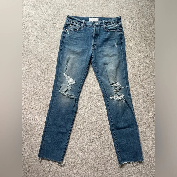 Mother Superior The Trickster Skimp Fray Thrill Seeker Jeans High Rise Straight - Picture 2 of 8